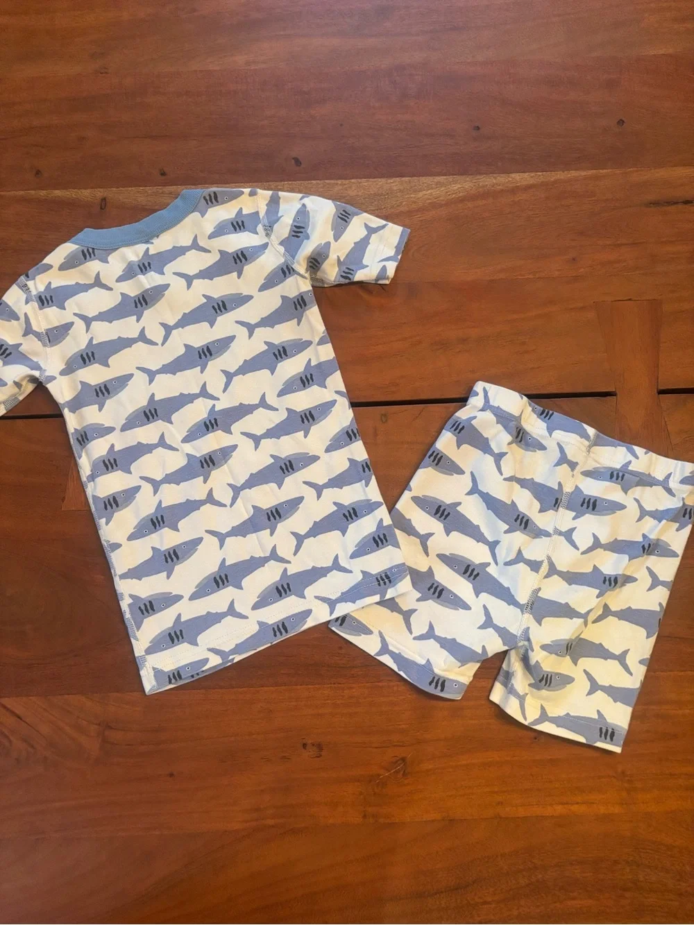 Blue Shark Print Kids Pajama Set by Hanna Andersson size 6/7